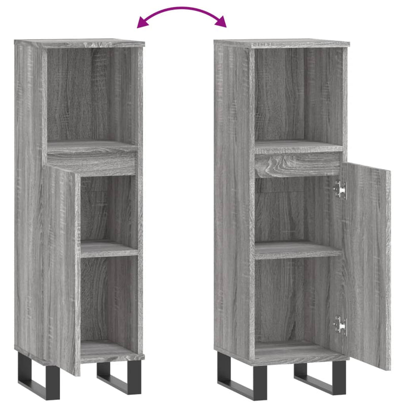 Badschrank Grau Sonoma 30x30x100 cm Holzwerkstoff