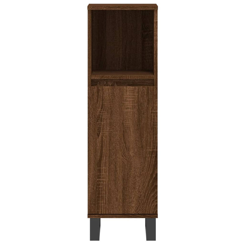 Badschrank Braun Eichen-Optik 30x30x100 cm Holzwerkstoff