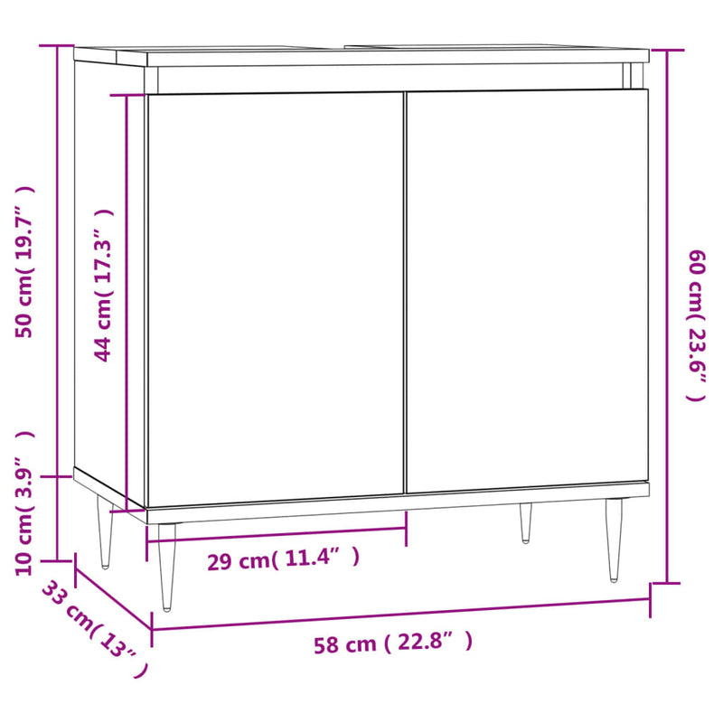 Badezimmerschrank Weiß 58x33x60 cm Holzwerkstoff