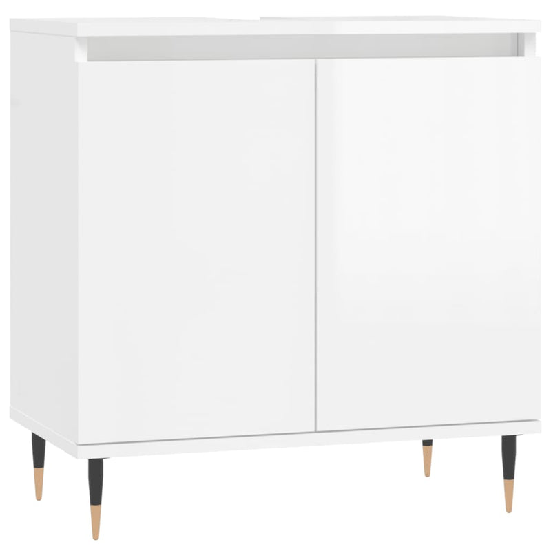 Badschrank Hochglanz-Weiß 58x33x60 cm Holzwerkstoff