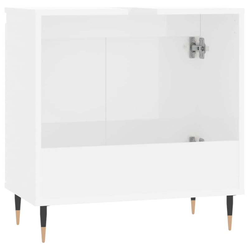 Badschrank Hochglanz-Weiß 58x33x60 cm Holzwerkstoff