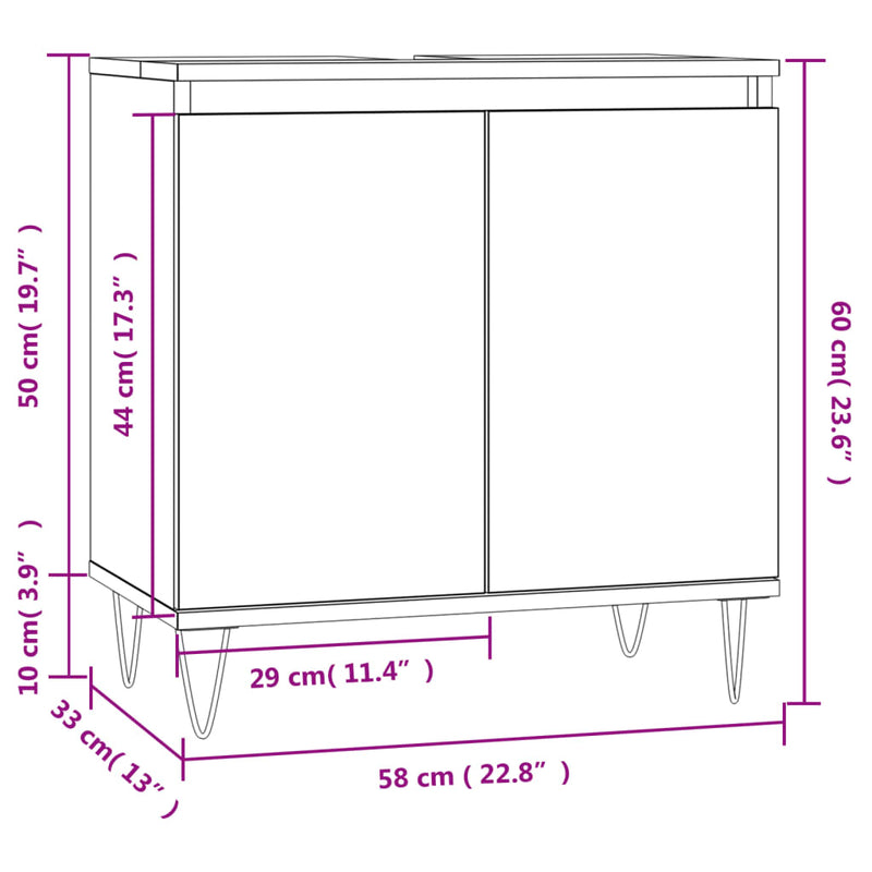 Badezimmerschrank Weiß 58x33x60 cm Holzwerkstoff