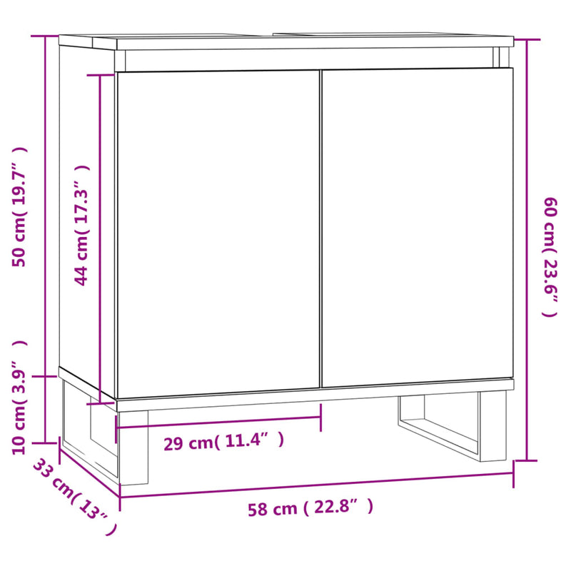 Badezimmerschrank Weiß 58x33x60 cm Holzwerkstoff