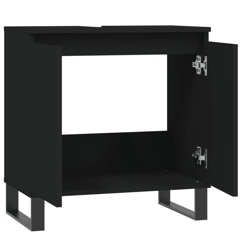 Badschrank Schwarz 58x33x60 cm Holzwerkstoff