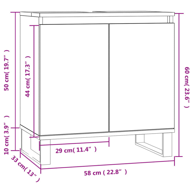 Badschrank Schwarz 58x33x60 cm Holzwerkstoff