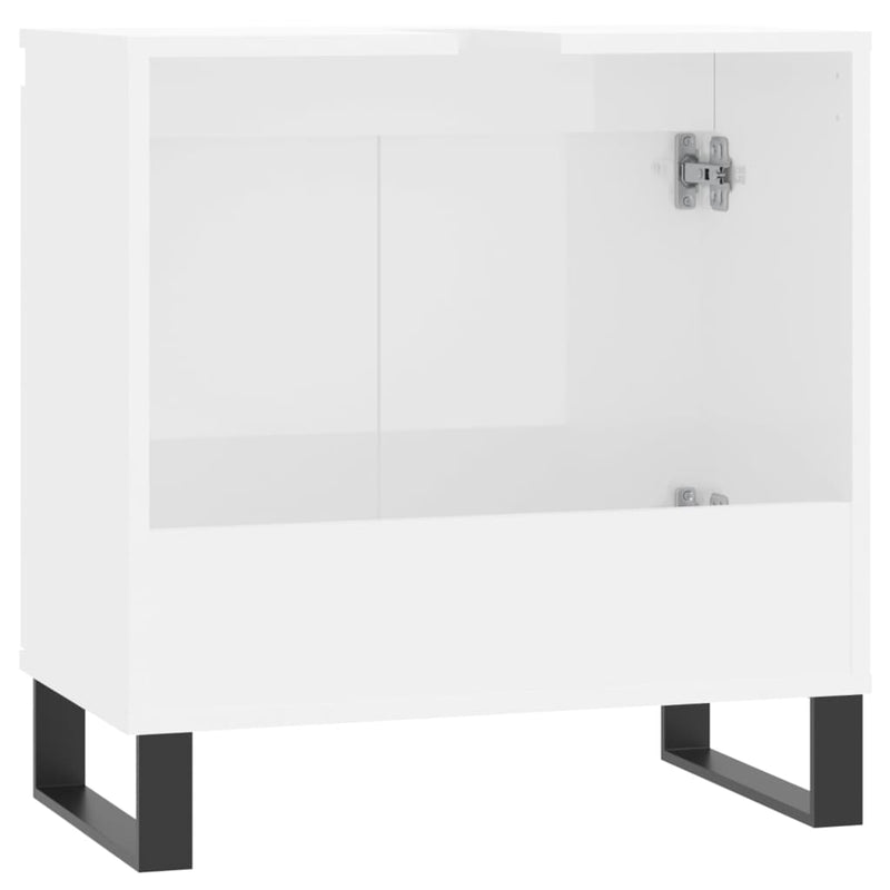 Badschrank Hochglanz-Weiß 58x33x60 cm Holzwerkstoff