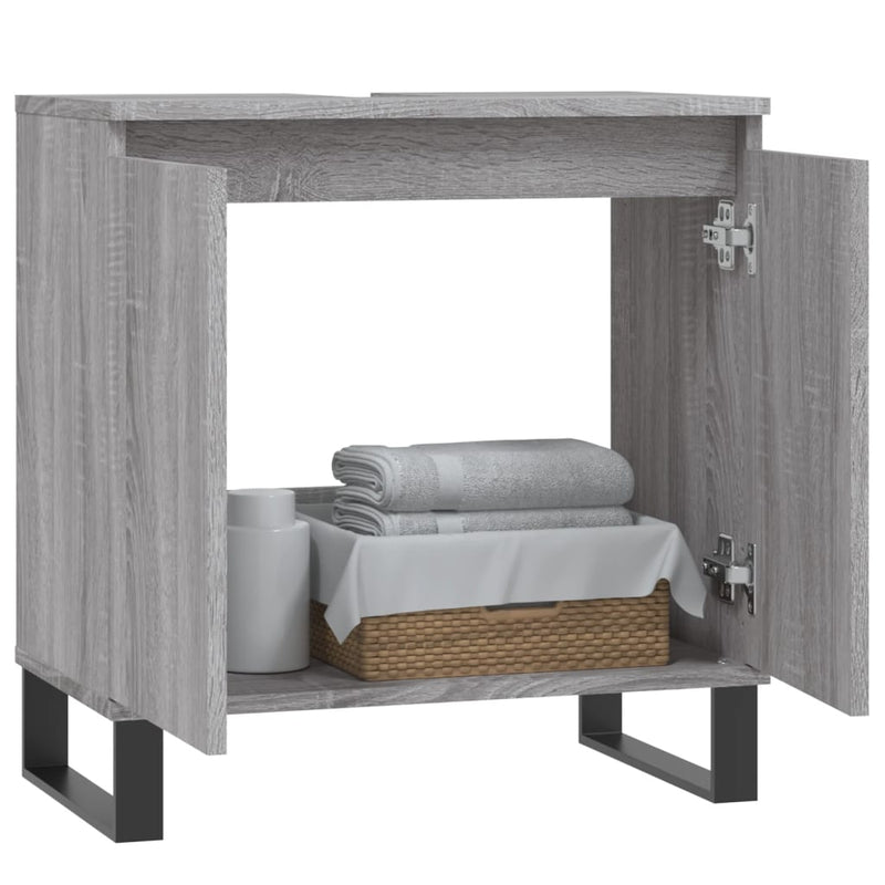 Badschrank Grau Sonoma 58x33x60 cm Holzwerkstoff