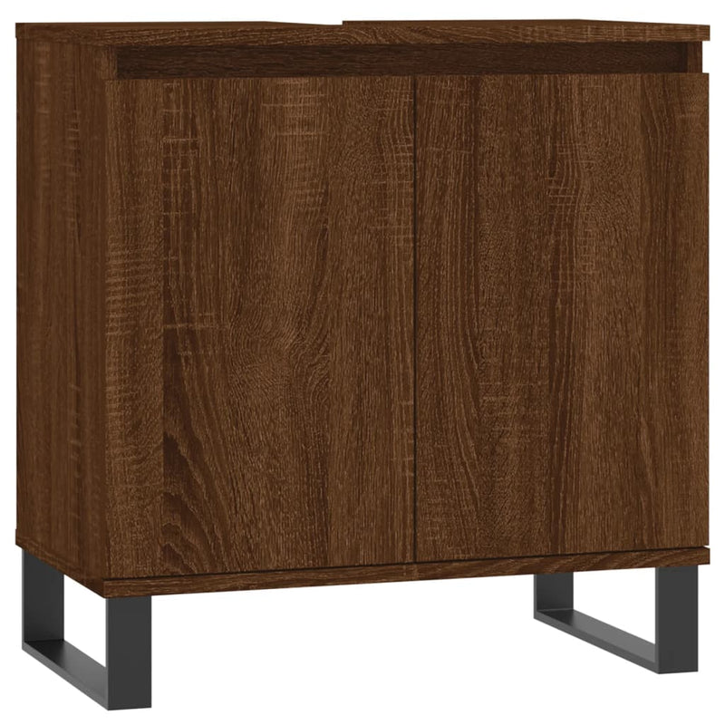 Badschrank Braun Eichen-Optik 58x33x60 cm Holzwerkstoff