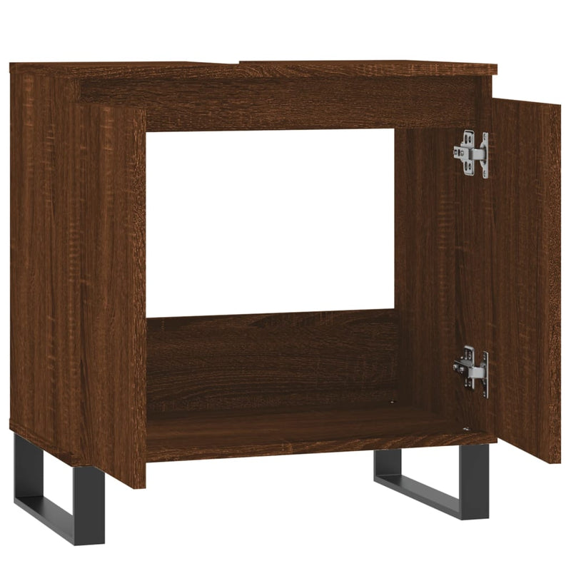 Badschrank Braun Eichen-Optik 58x33x60 cm Holzwerkstoff