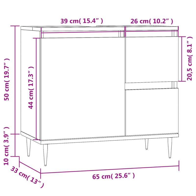 Badschrank Schwarz 65x33x60 cm Holzwerkstoff