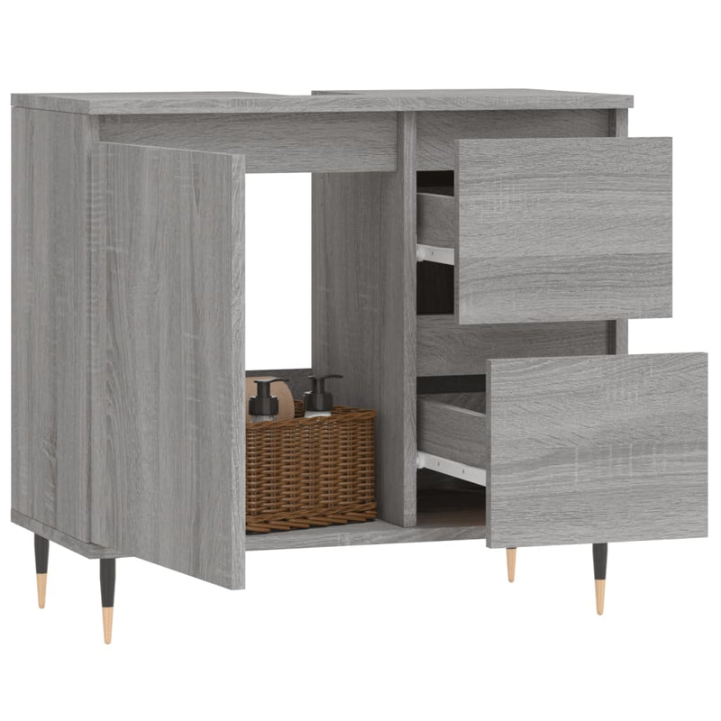 Badschrank Grau Sonoma 65x33x60 cm Holzwerkstoff