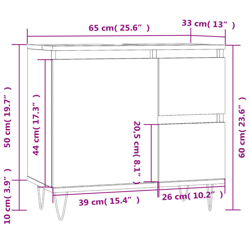 Badschrank Weiß 65x33x60 cm Holzwerkstoff