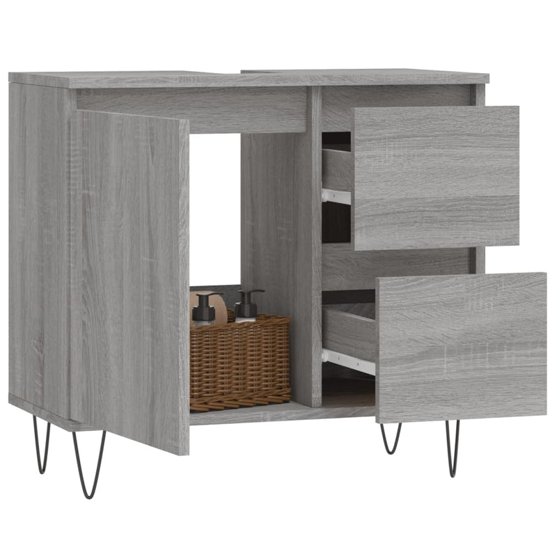 Badschrank Grau Sonoma 65x33x60 cm Holzwerkstoff