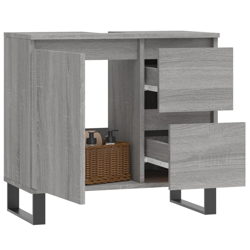 Badschrank Grau Sonoma 65x33x60 cm Holzwerkstoff