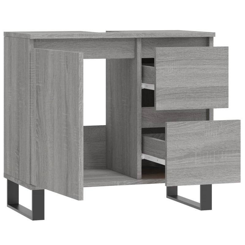 Badschrank Grau Sonoma 65x33x60 cm Holzwerkstoff