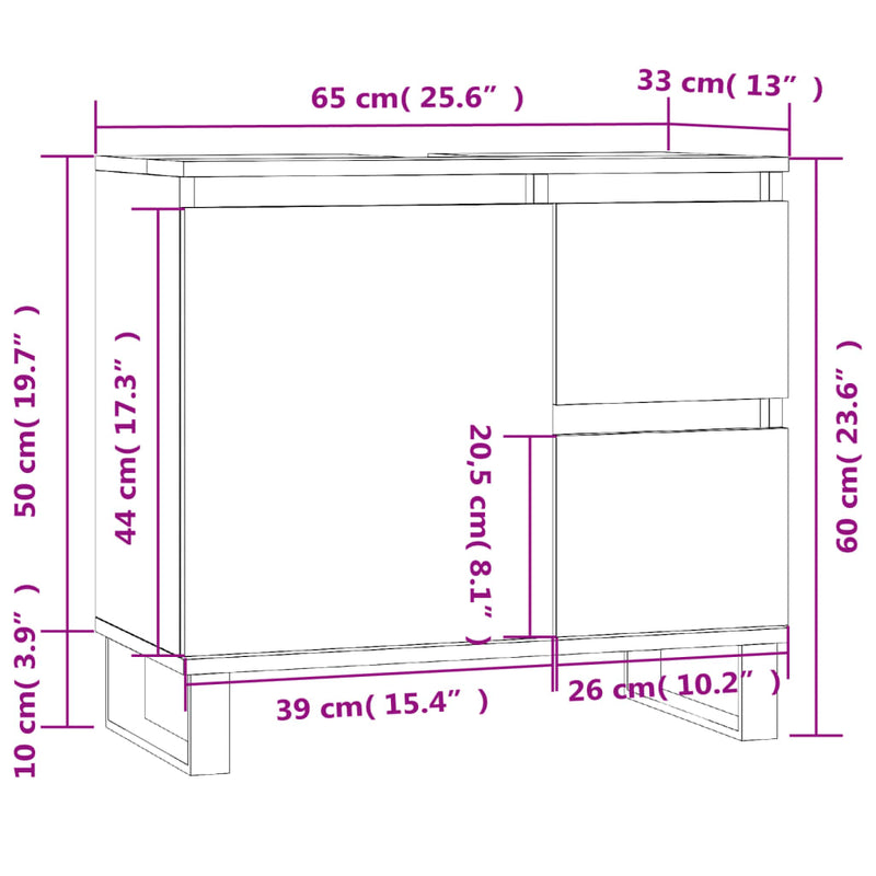 Badschrank Braun Eichen-Optik 65x33x60 cm Holzwerkstoff