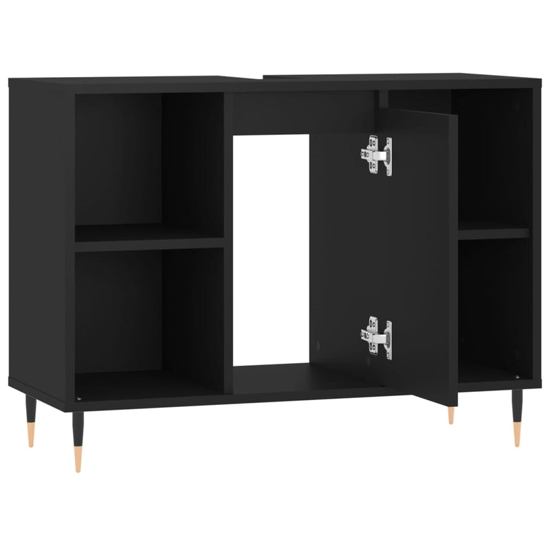 Badschrank Schwarz 80x33x60 cm Holzwerkstoff