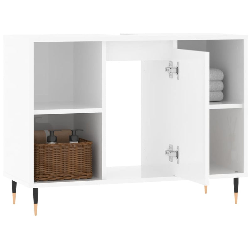 Badschrank Hochglanz-Weiß 80x33x60 cm Holzwerkstoff