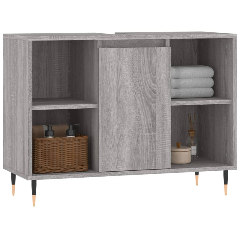 Badschrank Grau Sonoma 80x33x60 cm Holzwerkstoff