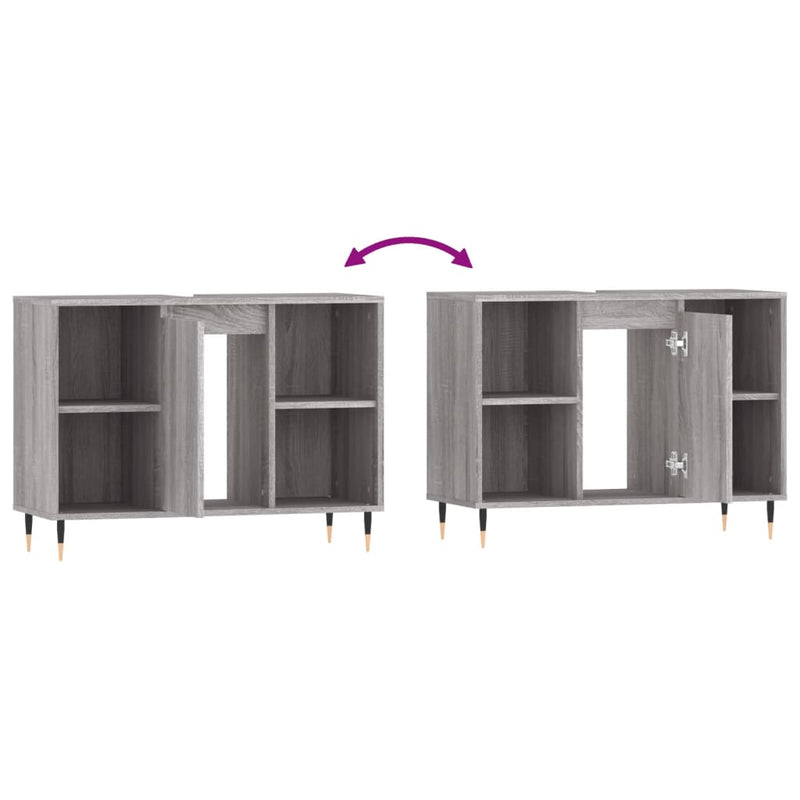 Badschrank Grau Sonoma 80x33x60 cm Holzwerkstoff