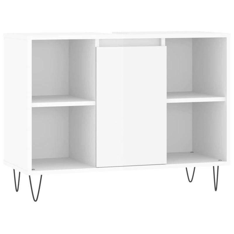 Badschrank Hochglanz-Weiß 80x33x60 cm Holzwerkstoff