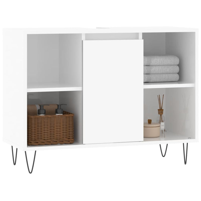 Badschrank Hochglanz-Weiß 80x33x60 cm Holzwerkstoff