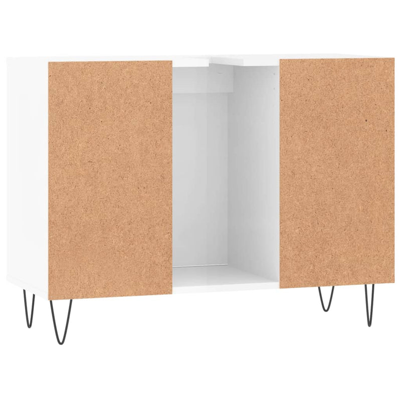 Badschrank Hochglanz-Weiß 80x33x60 cm Holzwerkstoff