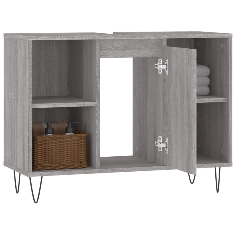 Badschrank Grau Sonoma 80x33x60 cm Holzwerkstoff