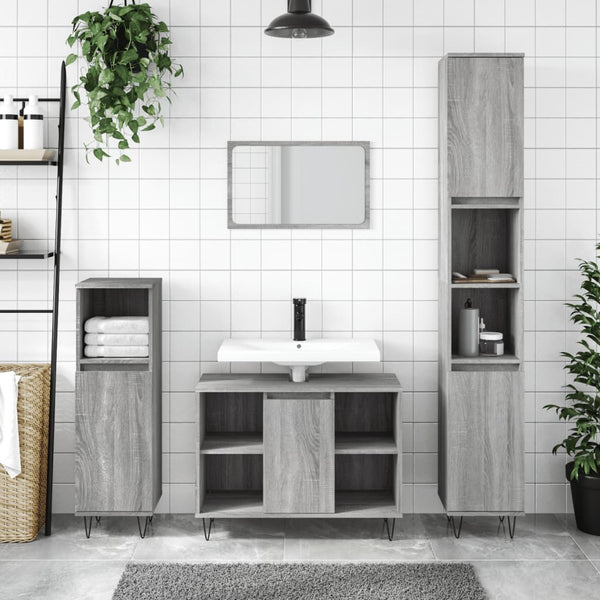 Badschrank Grau Sonoma 80x33x60 cm Holzwerkstoff