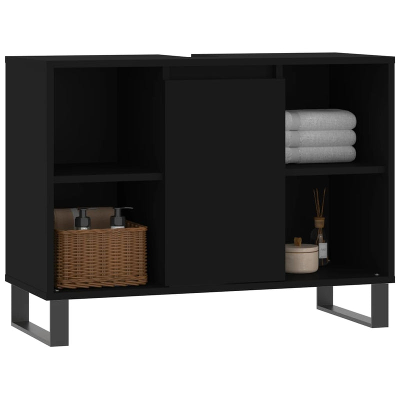 Badschrank Schwarz 80x33x60 cm Holzwerkstoff