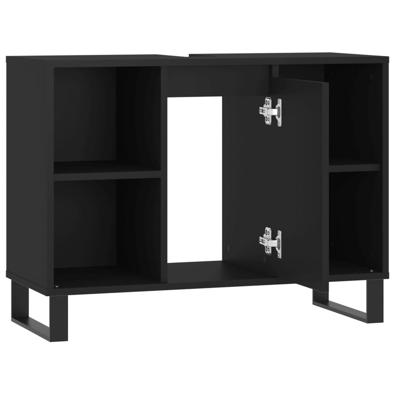 Badschrank Schwarz 80x33x60 cm Holzwerkstoff