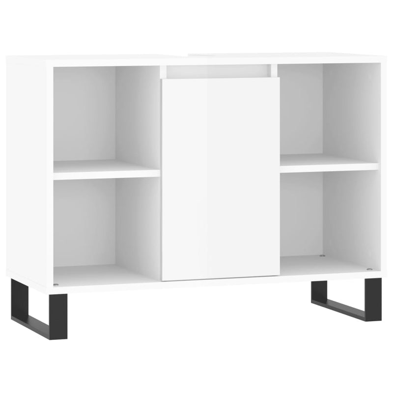 Badschrank Hochglanz-Weiß 80x33x60 cm Holzwerkstoff