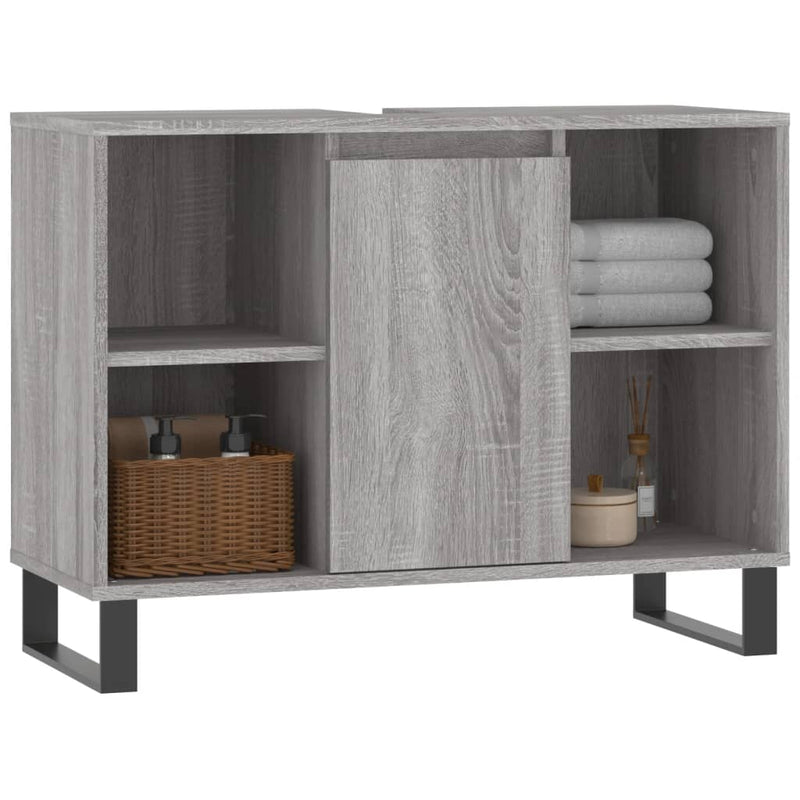 Badschrank Grau Sonoma 80x33x60 cm Holzwerkstoff