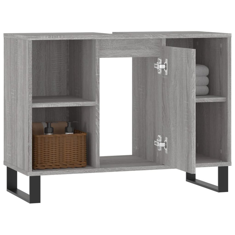 Badschrank Grau Sonoma 80x33x60 cm Holzwerkstoff