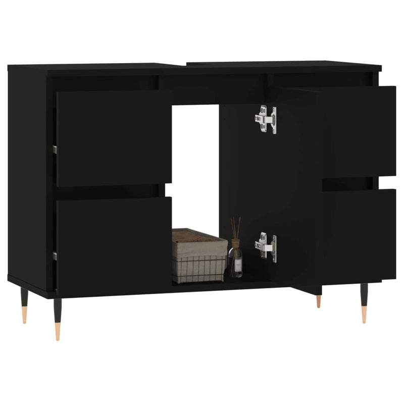 Badschrank Schwarz 80x33x60 cm Holzwerkstoff