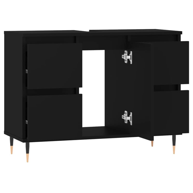 Badschrank Schwarz 80x33x60 cm Holzwerkstoff