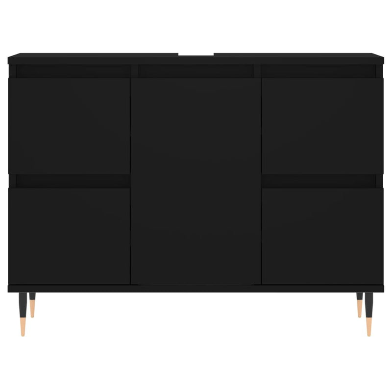 Badschrank Schwarz 80x33x60 cm Holzwerkstoff