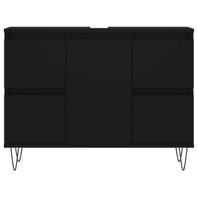 Badschrank Schwarz 80x33x60 cm Holzwerkstoff