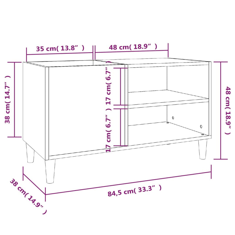 Plattenschrank Braun Eichen-Optik 84,5x38x48 cm Holzwerkstoff