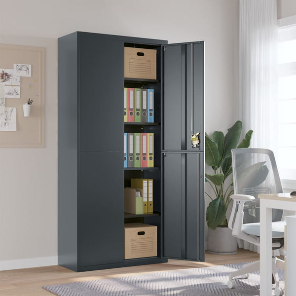 Aktenschrank Anthrazit 90x40x200 cm Stahl