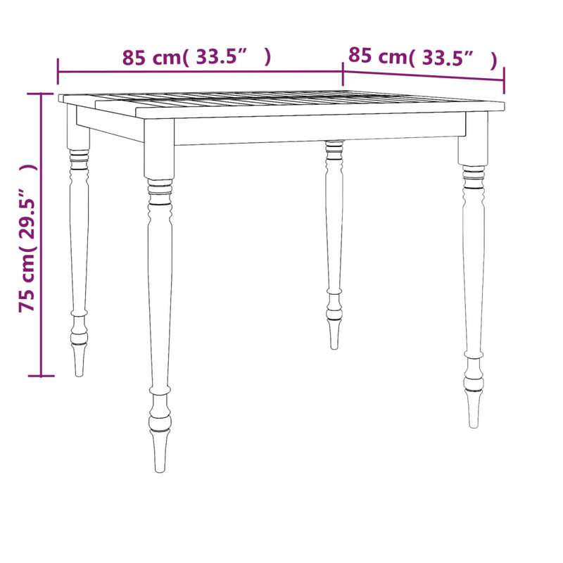 Batavia-Tisch 85x85x75 cm Massivholz Teak