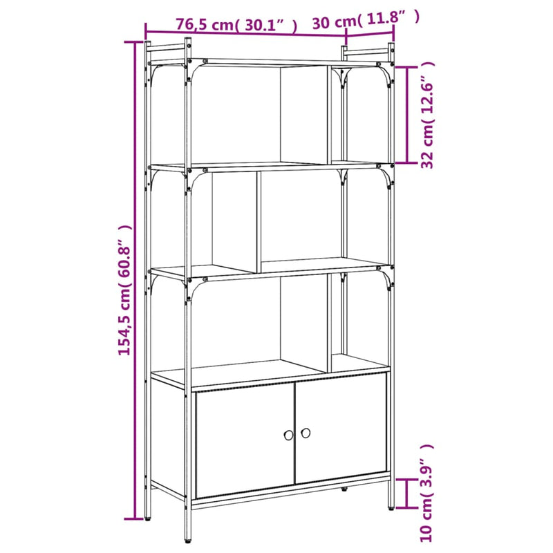 Bücherregal mit Tür Sonoma-Eiche 76,5x30x154,5 cm Holzwerkstoff