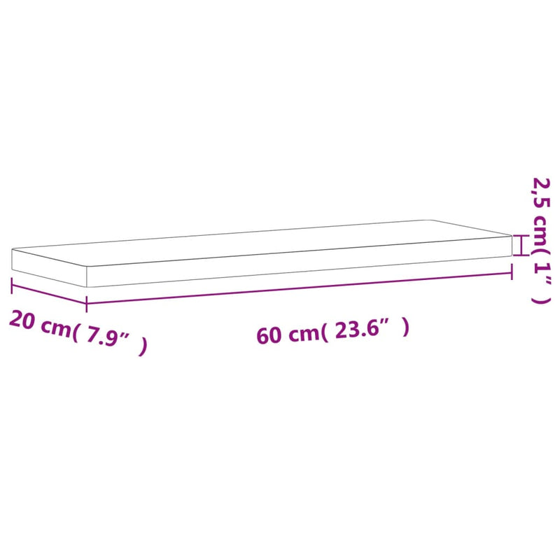 Wandregal 60x20x2,5 cm Massivholz Buche