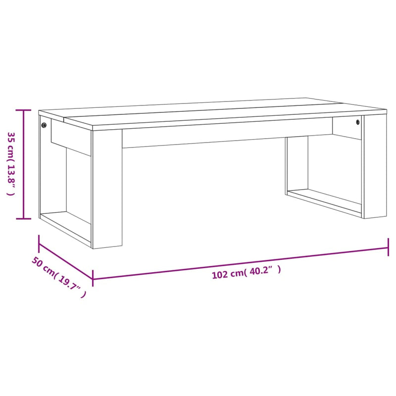 Couchtisch Betongrau 102x50x35 cm Holzwerkstoff