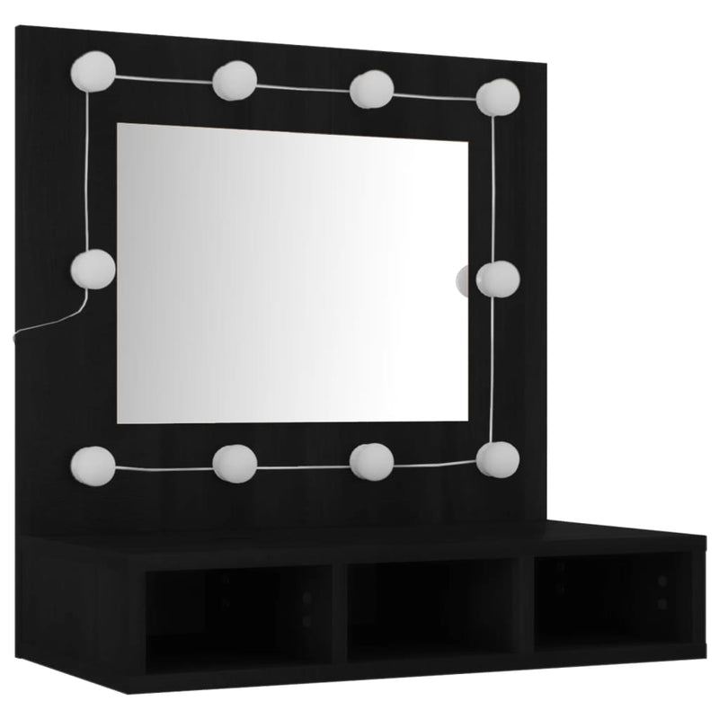 Spiegelschrank mit LED Schwarz 60x31,5x62 cm