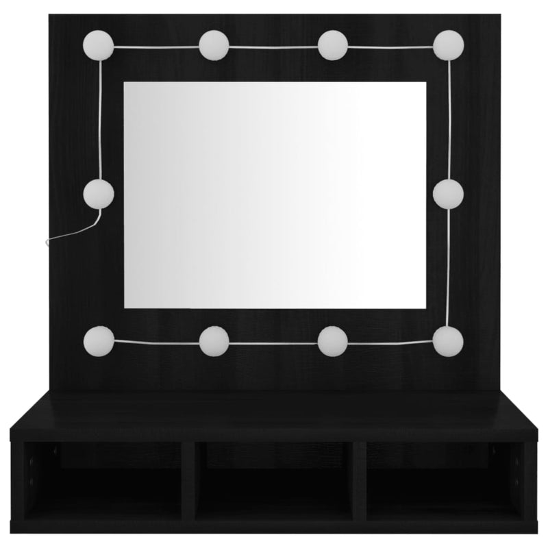 Spiegelschrank mit LED Schwarz 60x31,5x62 cm