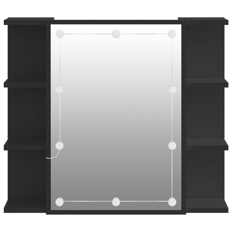 Spiegelschrank mit LED Schwarz 70x16,5x60 cm