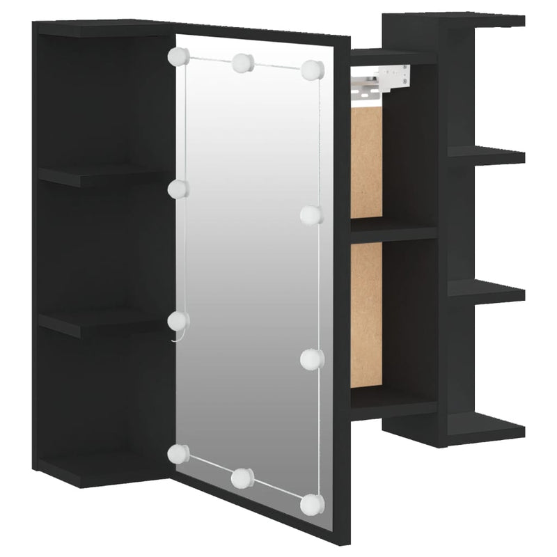 Spiegelschrank mit LED Schwarz 70x16,5x60 cm