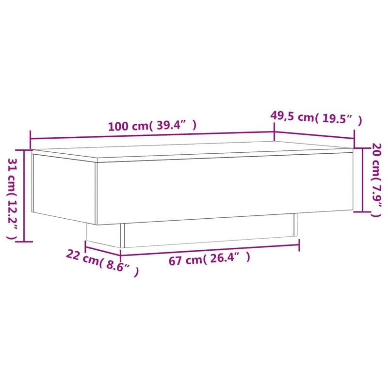 Couchtisch Räuchereiche 100x49,5x31 cm Holzwerkstoff