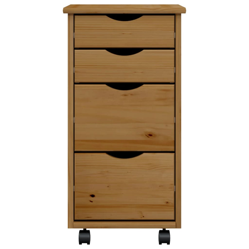 Rollschrank mit Schubladen MOSS Honigbraun Massivholz Kiefer